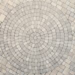 Piedras center,view,of,patio,pavers,circle,design,overhead,view.,showing