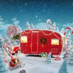Navidad unusual,christmas,3d,illustration,of,decorated,santa's,christmas,red,camper