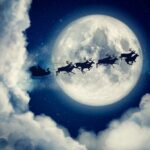 Navidad blue,xmas,eve,night,with,moon,and,clouds,with,santa