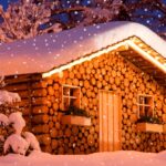 Navidad mountain,hat,in,winter,with,snowflakes,at,christmas