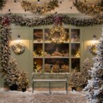 Navidad new,year's,photo,zone,with,snow,near,a,cafe,bakery.