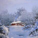 Navidad the,oil,painting,depicting,the,stillness,of,the,winter,forest