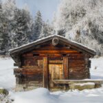 Navidad winter,landscape,with,an,old,wooden,cottage,in,the,swiss