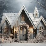 Navidad a small white house in the middle of a snowy forest. generative ai image.