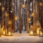 Navidad christmas lantern with burning candle in winter. generative ai.