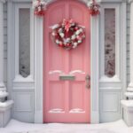 Navidad porch and front door with beautiful christmas decor created with generative ai technology