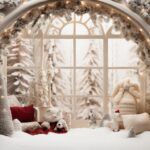 Navidad araffes and stuffed animals are sitting in a window sill. genera