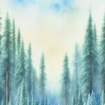 Navidad forest and mountains set, landscape design watercolor hand paint