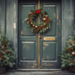 Navidad vintage christmas wreath decoration on door
