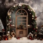 Navidad there is a christmas scene with a window and a christmas tree. g