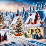 Navidad capture the magic of a winter wonderland with a snowy village scene